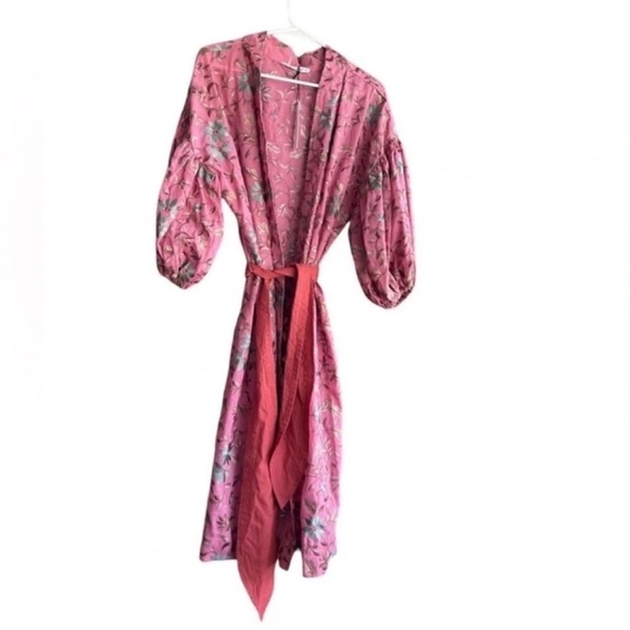 RODNER FIGUEROA Embroidery Floral MIDI Balloon Sleeves Kimono Dress Size M - Picture 2 of 11